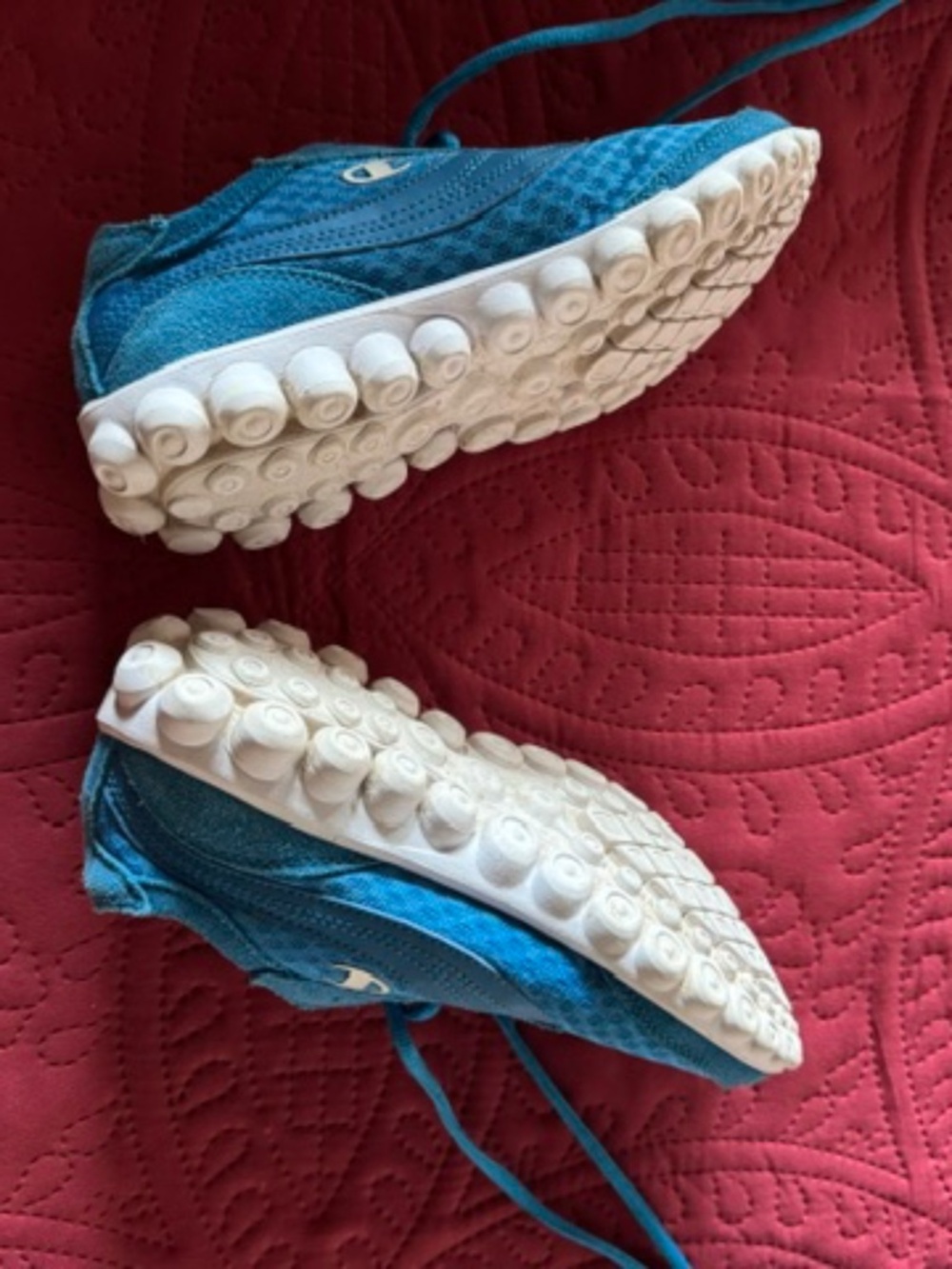 Champion blue/white tennis shoes, 5.5 size manmade/leather upper great cond.